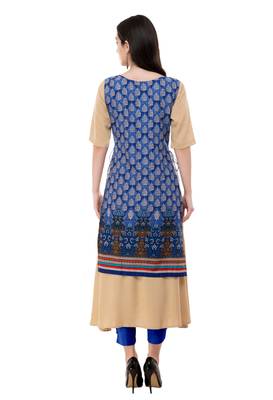 Blue embroidered georgette cotton-kurtis 2