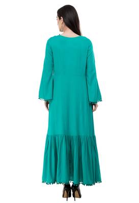 Green embroidered rayon cotton-kurtis 2