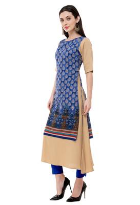 Blue embroidered georgette cotton-kurtis 3