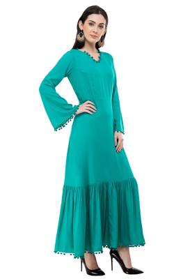 Green embroidered rayon cotton-kurtis 4
