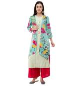 Multicolor embroidered crepe cotton-kurtis