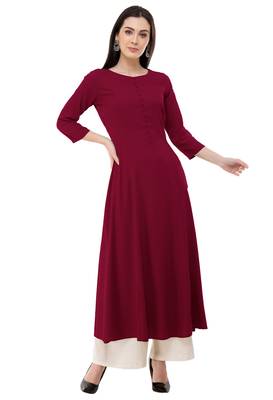 Maroon embroidered rayon cotton-kurtis 1