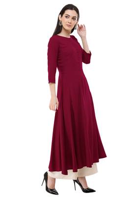 Maroon embroidered rayon cotton-kurtis 2