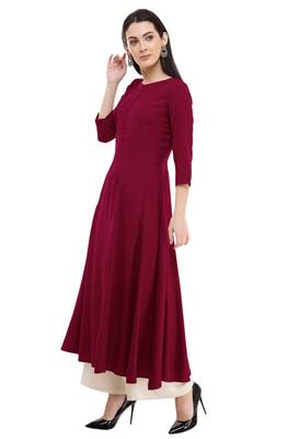 Maroon embroidered rayon cotton-kurtis 3