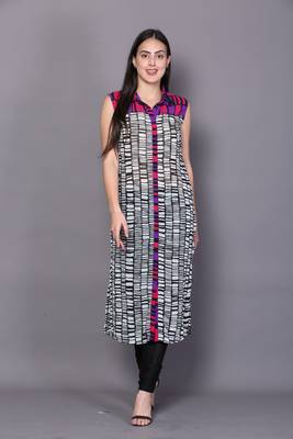 Multicolor embroidered georgette cotton-kurtis 1