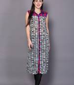 Multicolor embroidered georgette cotton-kurtis