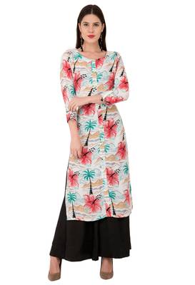 Red embroidered cotton cotton-kurtis 1