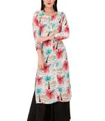 Red embroidered cotton cotton-kurtis