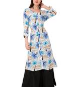 Blue embroidered cotton cotton-kurtis