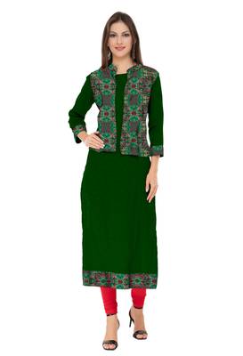 Green embroidered cotton cotton-kurtis 1