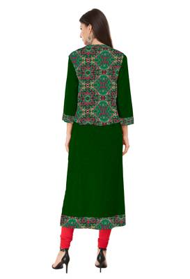 Green embroidered cotton cotton-kurtis 2