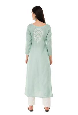Green embroidered cotton cotton-kurtis 2