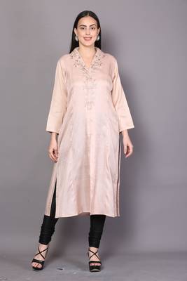 Beige embroidered rayon cotton-kurtis 1