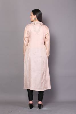 Beige embroidered rayon cotton-kurtis 2