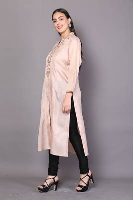 Beige embroidered rayon cotton-kurtis 3