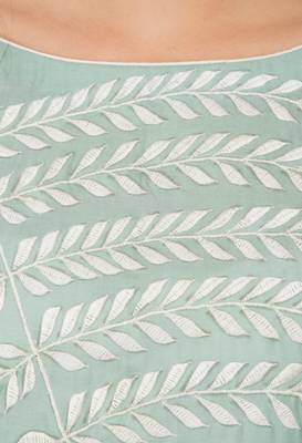Green embroidered cotton cotton-kurtis 5