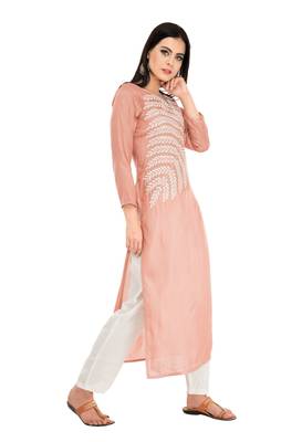 Peach embroidered cotton cotton-kurtis 4