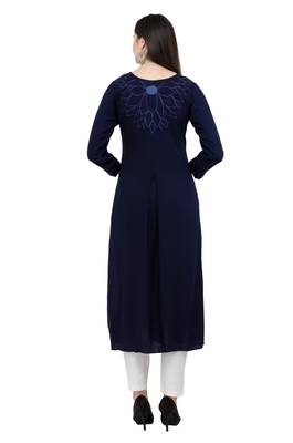 Navyblue embroidered georgette cotton-kurtis 2