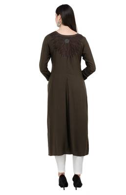 Brown embroidered georgette cotton-kurtis 2