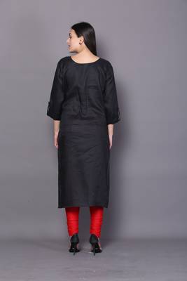 Black embroidered cotton cotton-kurtis 2
