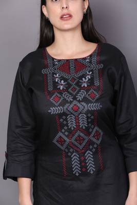 Black embroidered cotton cotton-kurtis 5