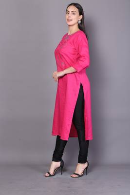 Pink embroidered cotton cotton-kurtis 3
