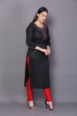 Black embroidered cotton cotton-kurtis 4