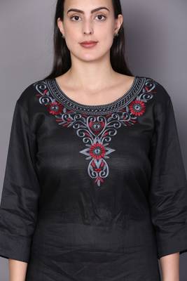 Black embroidered cotton cotton-kurtis 5