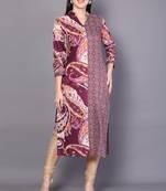 Red embroidered rayon cotton-kurtis