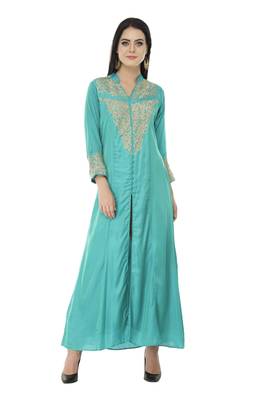Green embroidered rayon cotton-kurtis 2