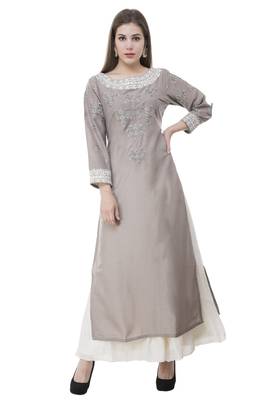 Grey embroidered rayon cotton-kurtis 1