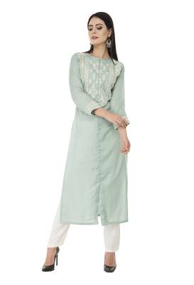 Cream embroidered cotton cotton-kurtis 5