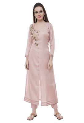 Pink embroidered rayon cotton-kurtis 1