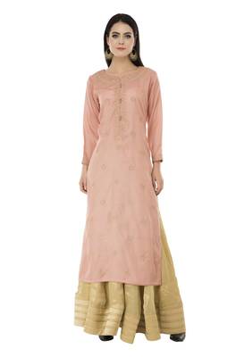 Peach embroidered cotton cotton-kurtis 5