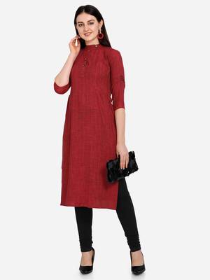 Maroon woven rayon kurtas-and-kurtis 1