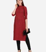 Maroon woven rayon kurtas-and-kurtis