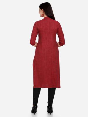 Maroon woven rayon kurtas-and-kurtis 3