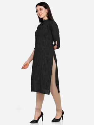 Black woven rayon kurtas-and-kurtis 4