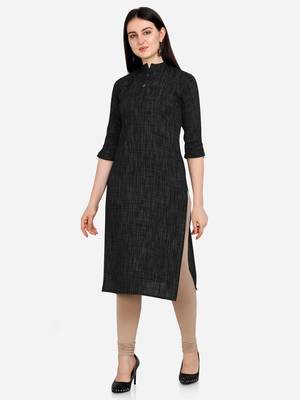 Black woven rayon kurtas-and-kurtis 1