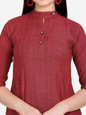 Maroon woven rayon kurtas-and-kurtis 4
