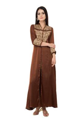 Brown embroidered rayon cotton-kurtis 1