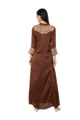 Brown embroidered rayon cotton-kurtis 2