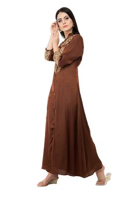 Brown embroidered rayon cotton-kurtis 3