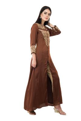 Brown embroidered rayon cotton-kurtis 4