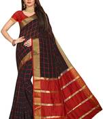 Black woven cotton silk saree with blouse