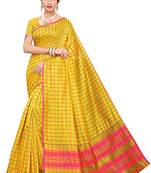 Yellow woven cotton silk saree with blouse