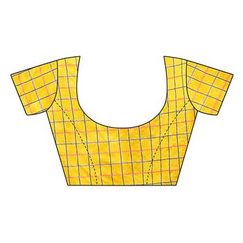 Yellow woven cotton silk saree with blouse 4