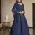 Navy-blue thread embroidery georgette semi stitched anarkali salwar