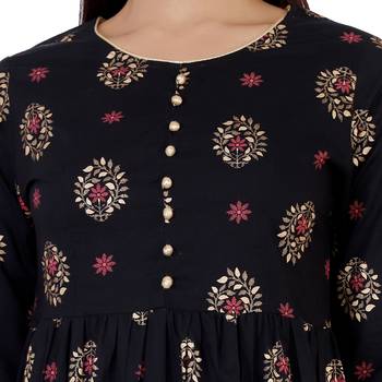 Navy-blue printed cotton ethnic-kurtis 6