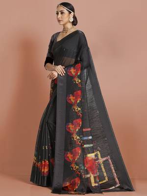 Black woven banarasi silk saree with blouse 2